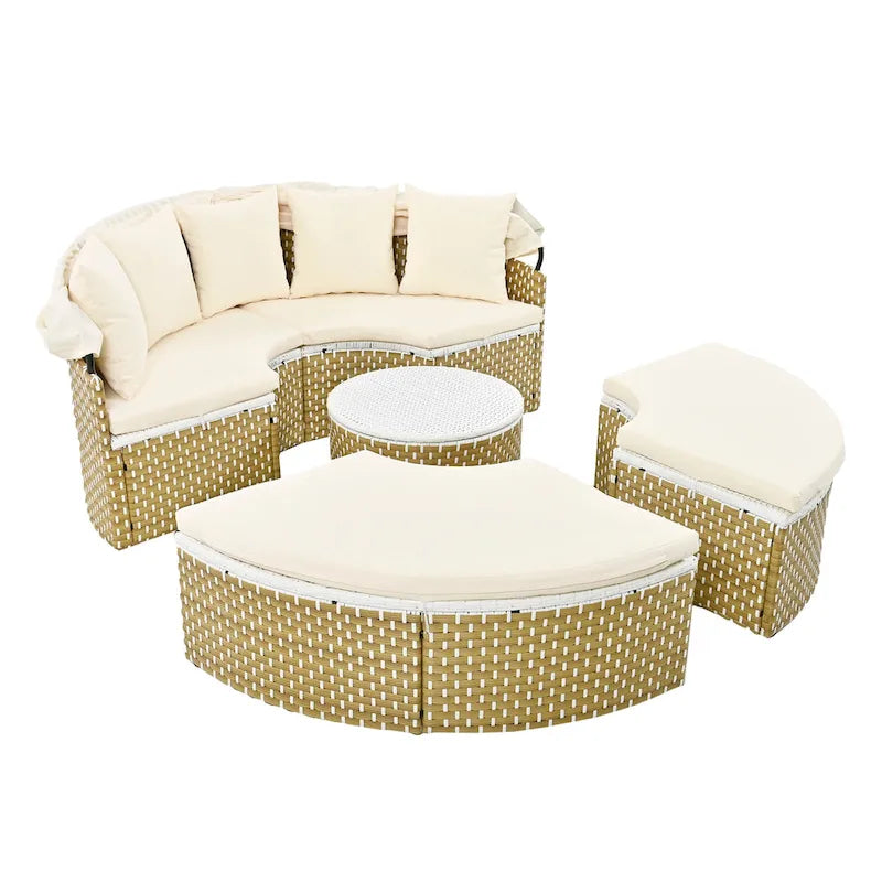 Ensemble de canapé d'angle rond d'extérieur pour mobilier de jardin