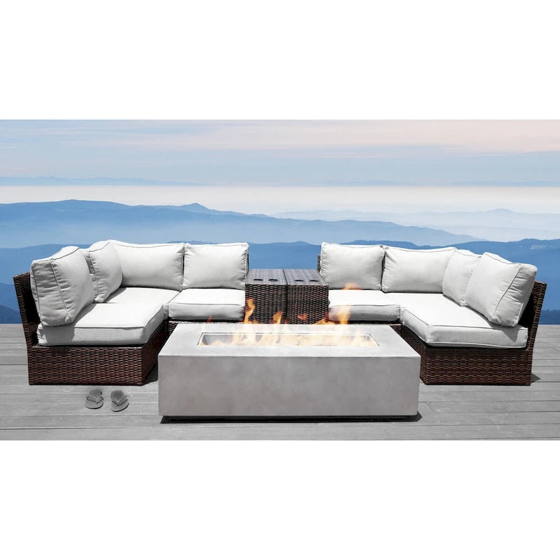 Canapé d'angle Living Source International Lucca 9 pièces avec foyer et table basse