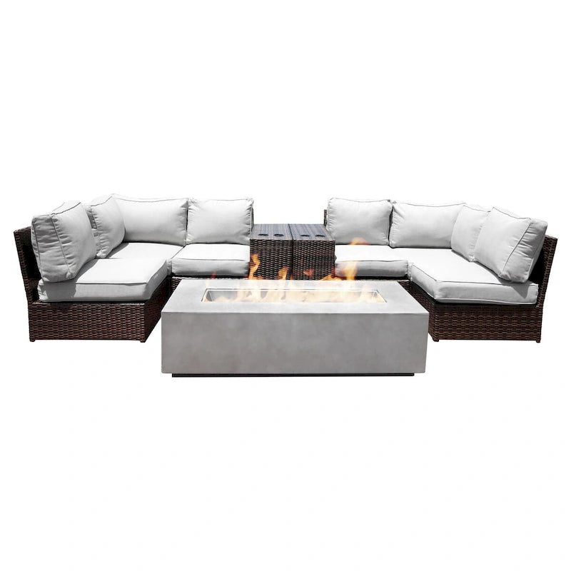 Canapé d'angle Living Source International Lucca 9 pièces avec foyer et table basse
