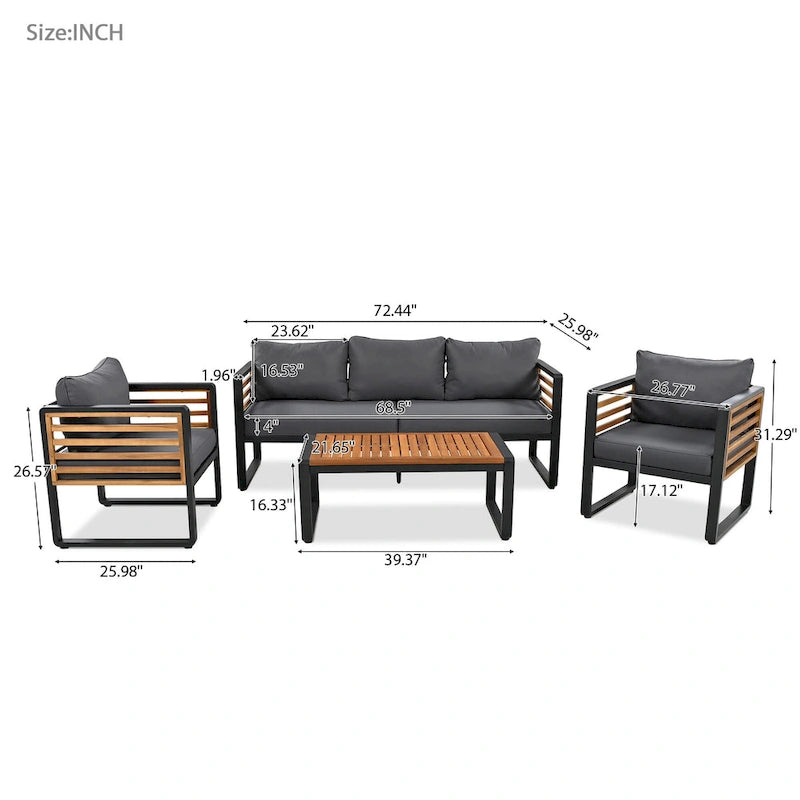 Mobilier de jardin ZZ grande taille 4 pièces