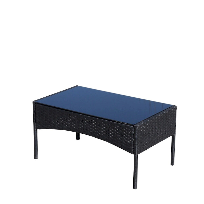 Ensemble de 4 meubles de patio en rotin Canapé en osier avec coussins pour l'extérieur (coussins beiges)