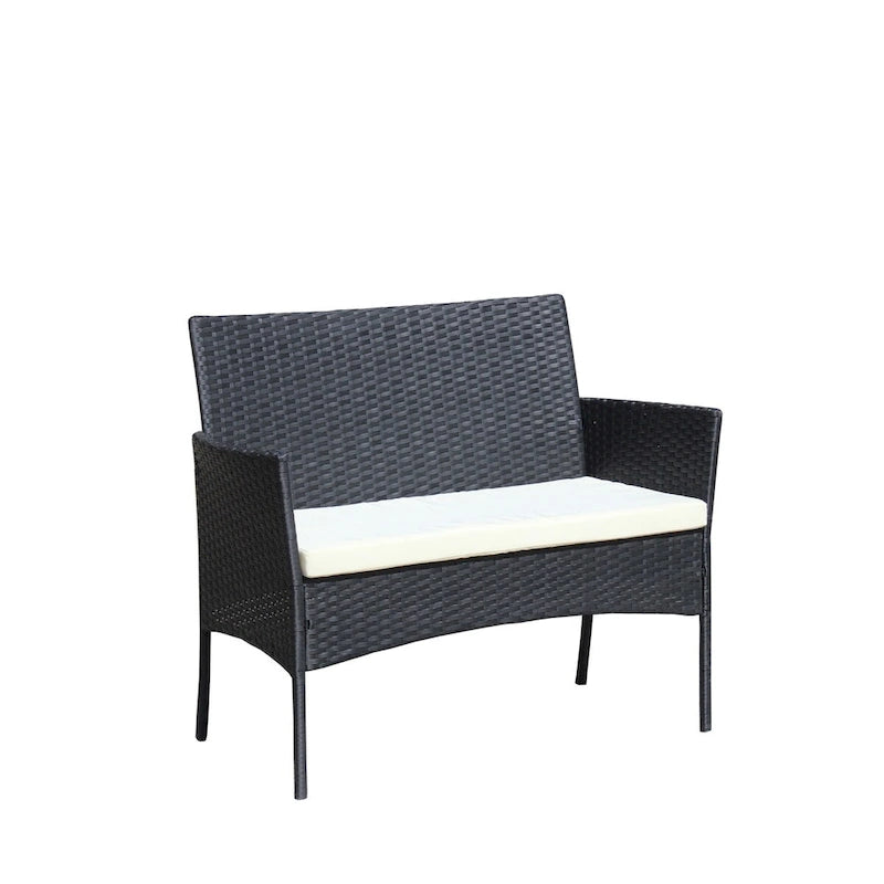 Ensemble de 4 meubles de patio en rotin Canapé en osier avec coussins pour l'extérieur (coussins beiges)