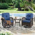 Fauteuils pivotants de terrasse à 3 pièces - Marron