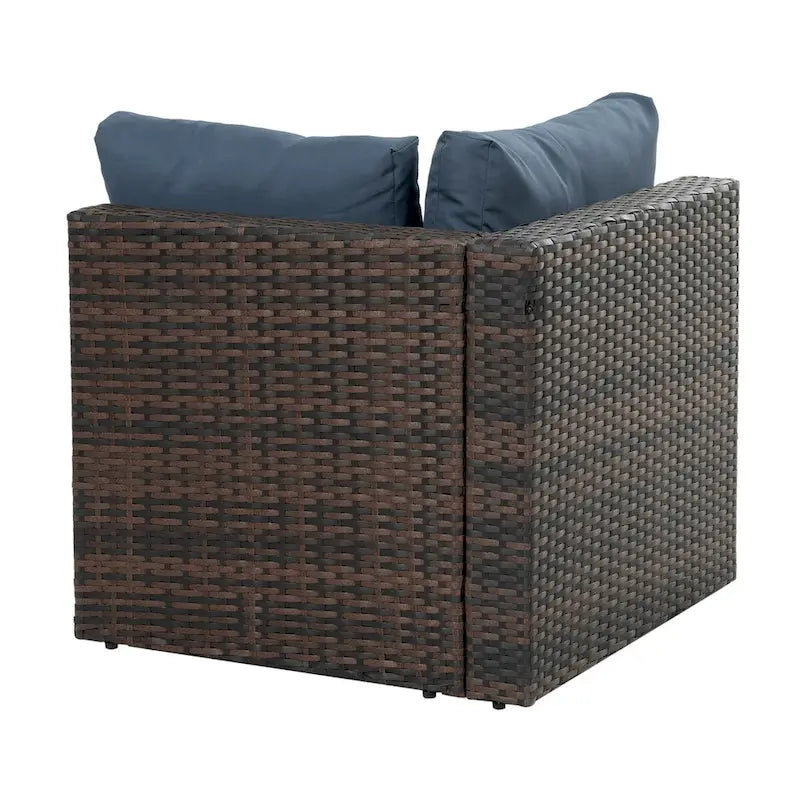 Ensemble de mobilier en osier 5 pièces avec table basse en verre trempé