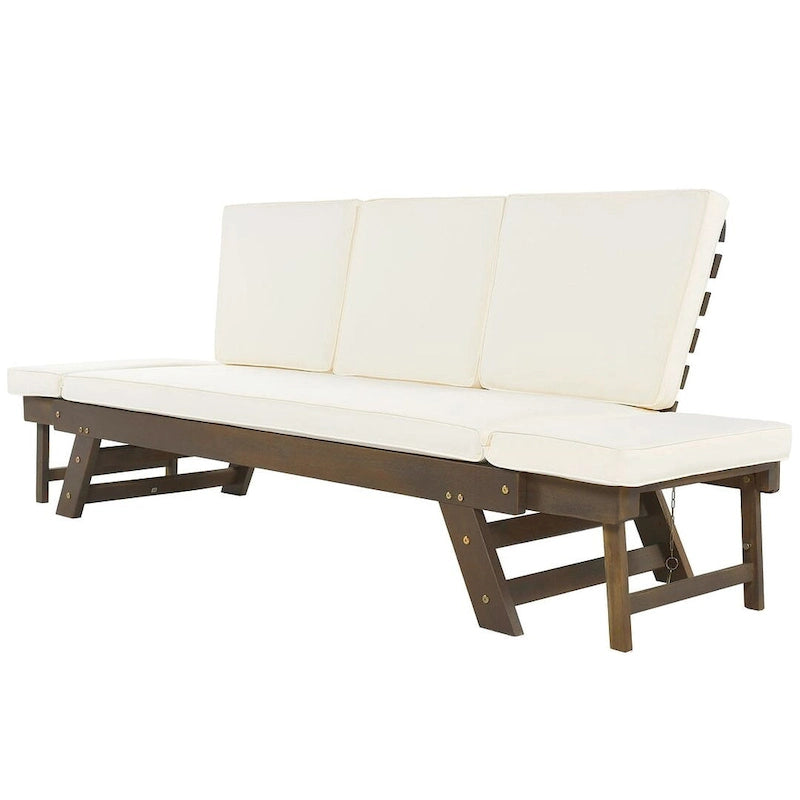 Bain de soleil/méridienne d'extérieur en bois réglable avec coussins