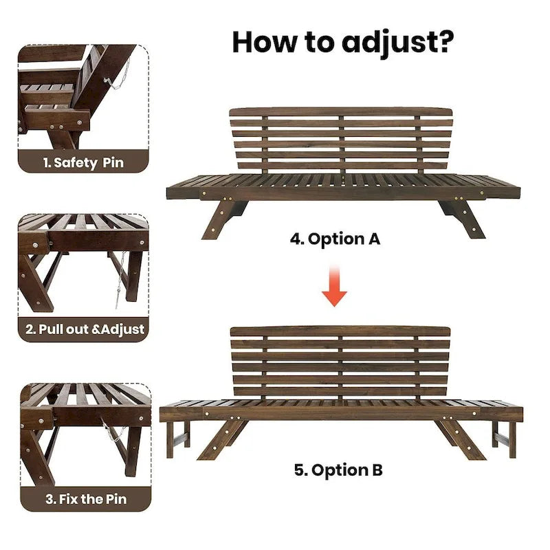 Bain de soleil/méridienne d'extérieur en bois réglable avec coussins