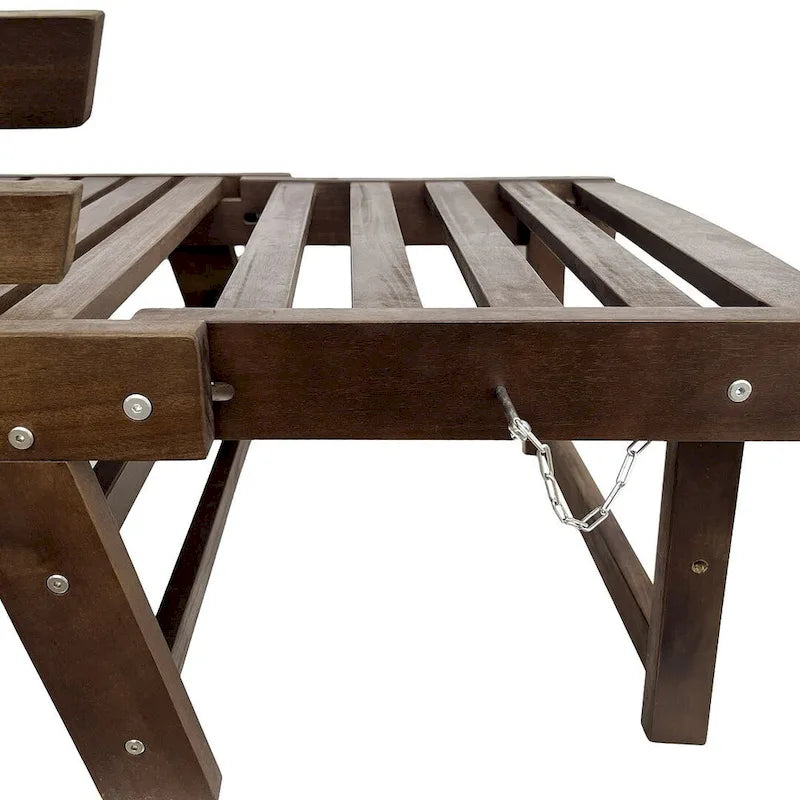Bain de soleil/méridienne d'extérieur en bois réglable avec coussins