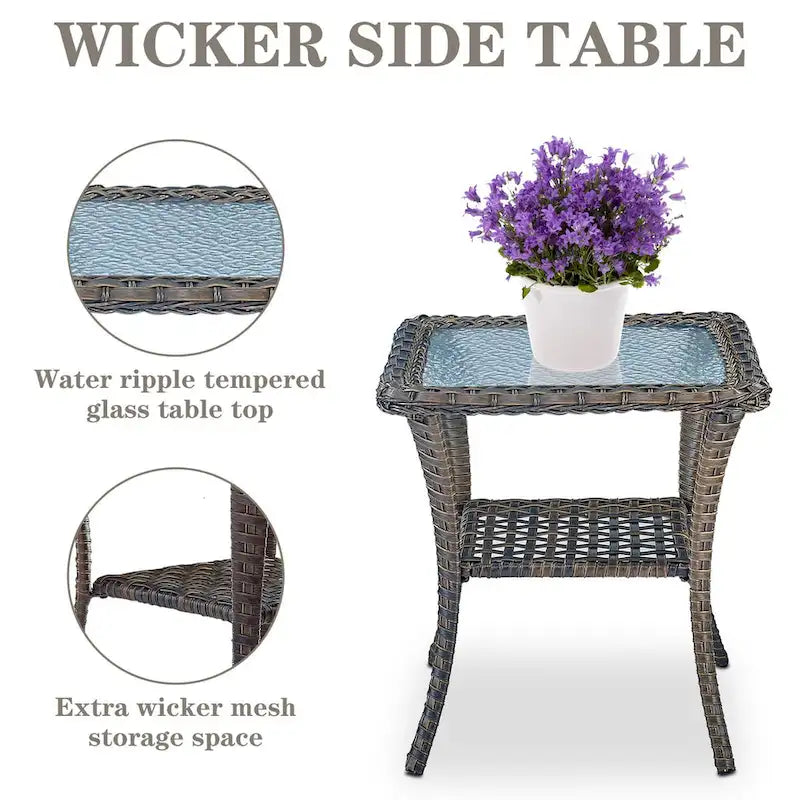 Canapé d'extérieur avec fauteuil pivotant, poufs et table basse - Marron
