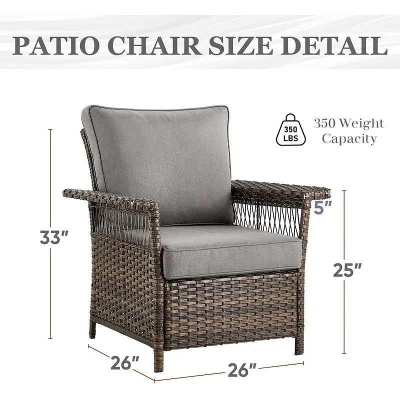 Ensemble de patio 3 pièces en osier pour l'extérieur - Marron