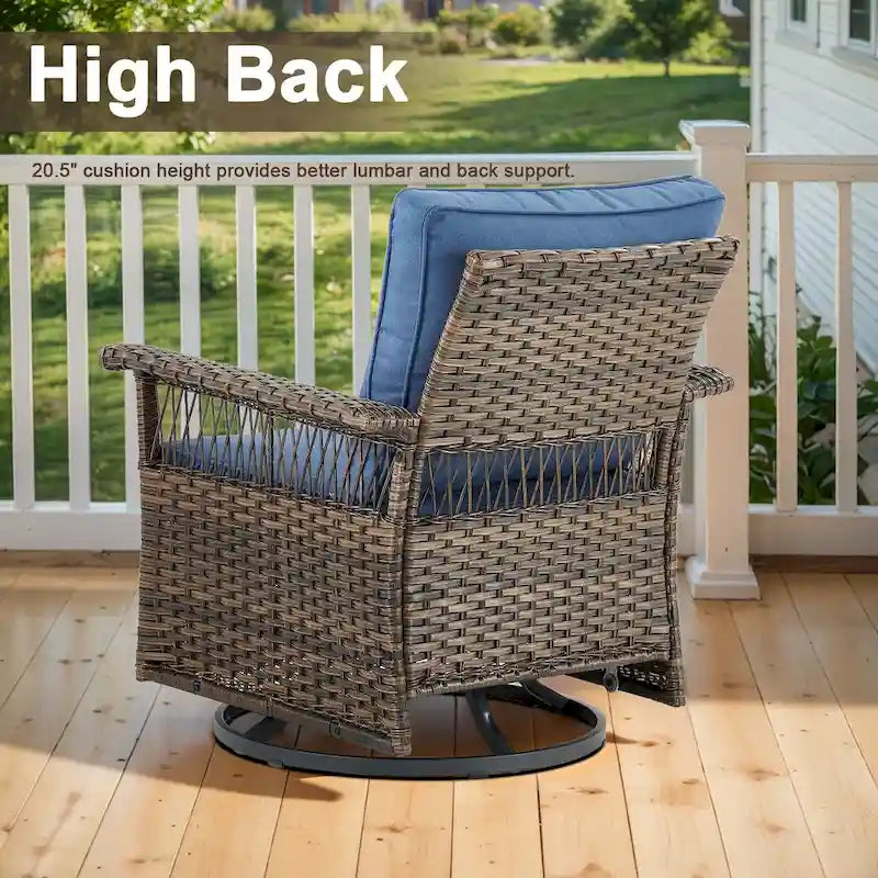 Gymojoy Table et chaises pivotantes 3 pièces d'extérieur – Marron