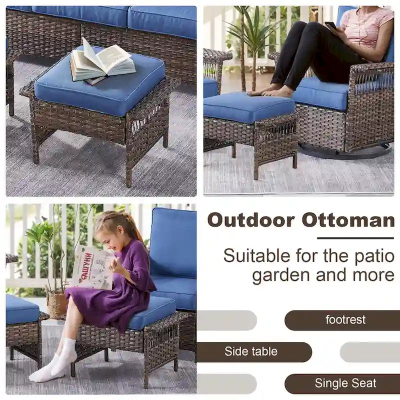 Gymojoy Table et chaises pivotantes 3 pièces d'extérieur – Marron