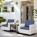 Fauteuil à bascule en rotin PE, table d'appoint avec plateau en verre – Gris clair