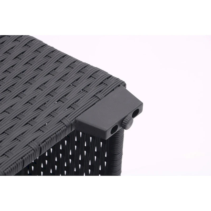 Chaise longue d'extérieur en osier noir 2 places avec dossier réglable et coussins