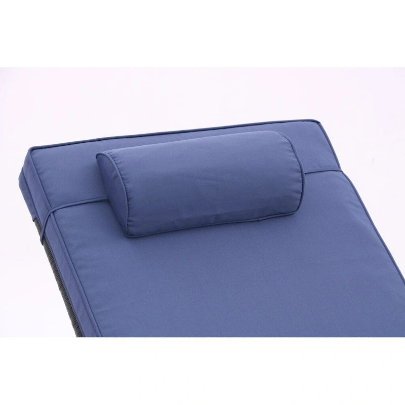 Chaise longue d'extérieur en osier noir 2 places avec dossier réglable et coussins
