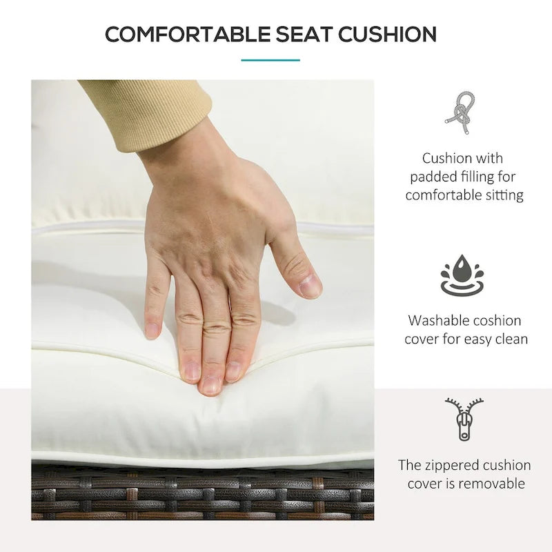 Chaise Adirondack en osier pour patio avec coussins moelleux, dossier incurvé haut et accoudoirs confortables