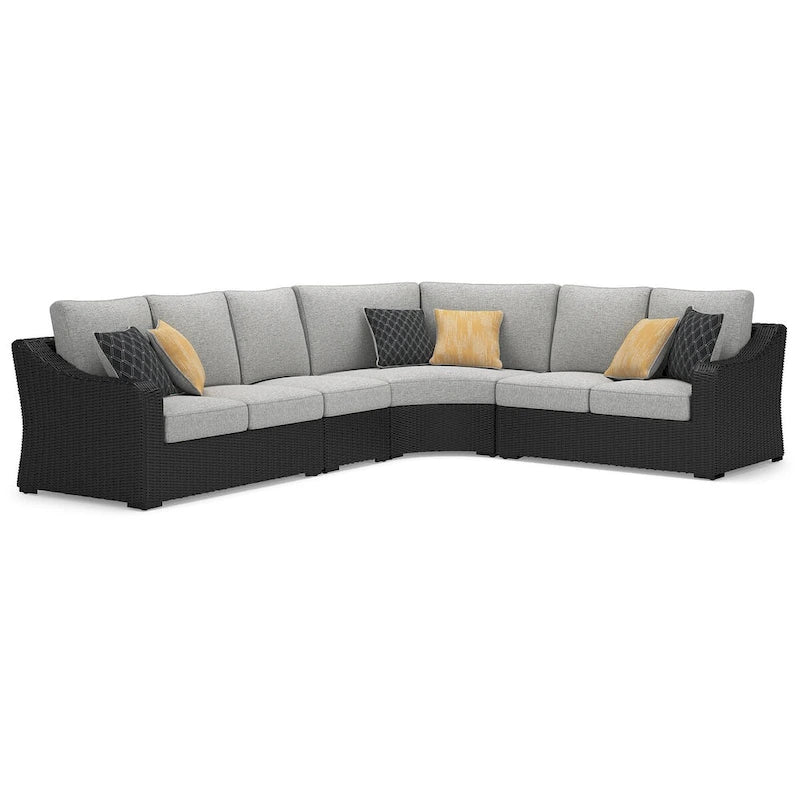 Signature Design by Ashley Canapé d'angle d'extérieur 4 pièces Beachcroft Noir/Gris - 180 L x 145 P x 35 H