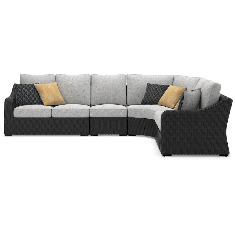 Signature Design by Ashley Canapé d'angle d'extérieur 4 pièces Beachcroft Noir/Gris - 180 L x 145 P x 35 H