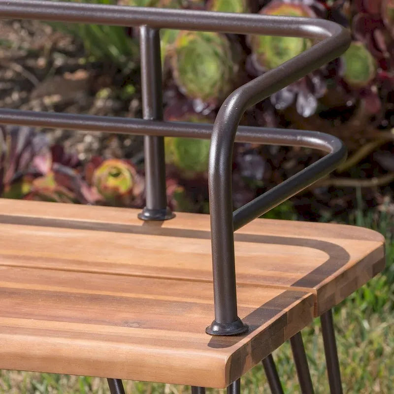 Banc d'extérieur en teck et métal, mobilier de patio rustique par Christopher Knight Home