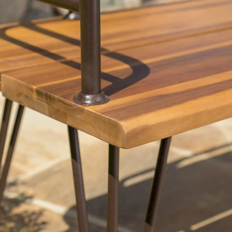 Banc d'extérieur en teck et métal, mobilier de patio rustique par Christopher Knight Home