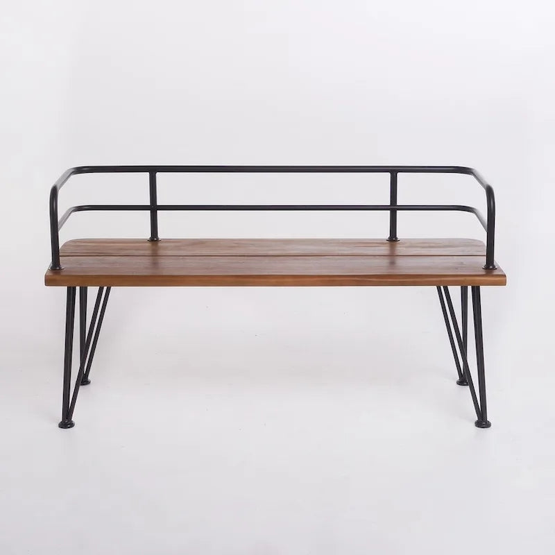 Banc d'extérieur en teck et métal, mobilier de patio rustique par Christopher Knight Home