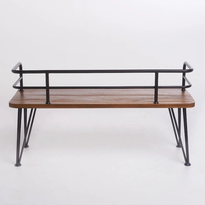 Banc d'extérieur en teck et métal, mobilier de patio rustique par Christopher Knight Home