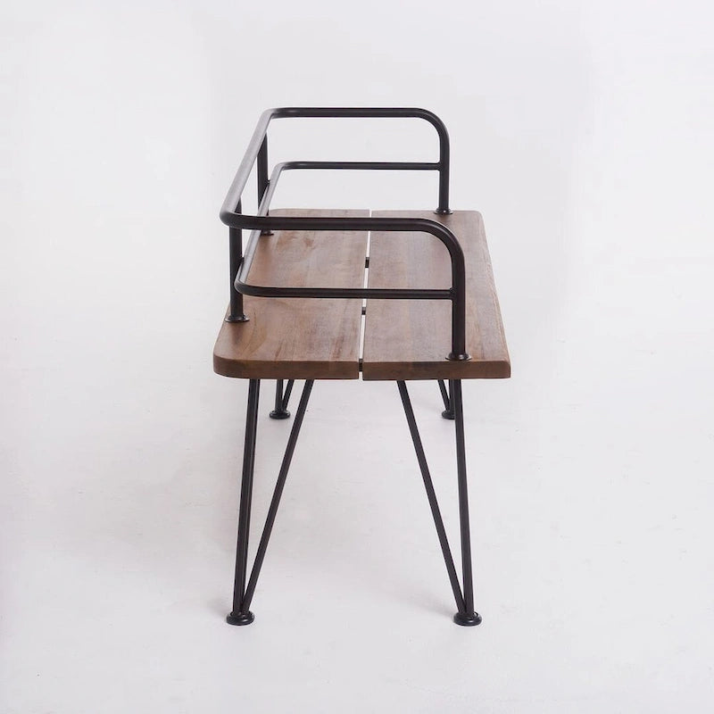 Banc d'extérieur en teck et métal, mobilier de patio rustique par Christopher Knight Home
