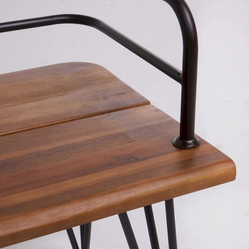 Banc d'extérieur en teck et métal, mobilier de patio rustique par Christopher Knight Home