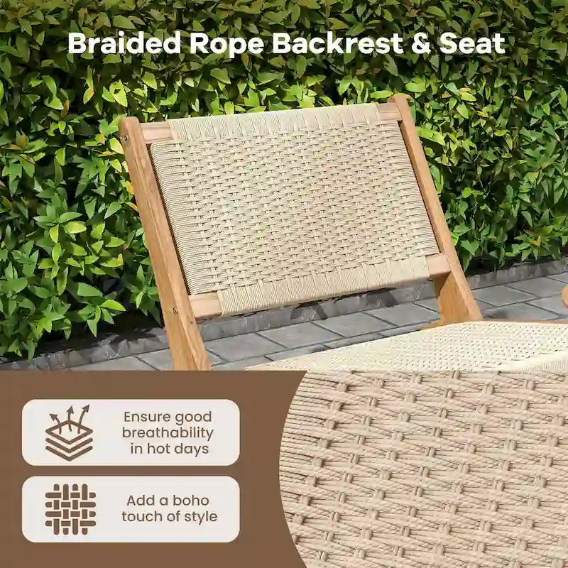1/2 Chaises modernes en bois de teck avec assise et dossier tressés