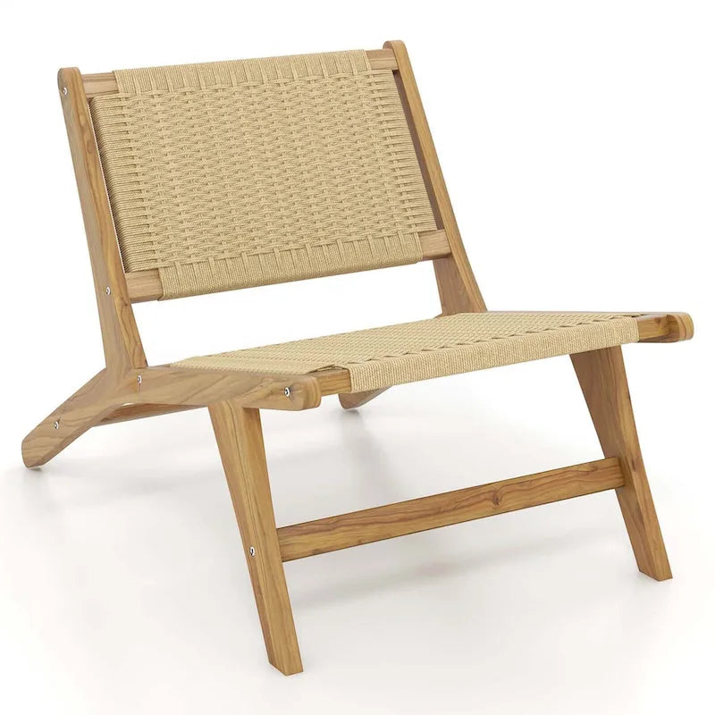 1/2 Chaises modernes en bois de teck avec assise et dossier tressés