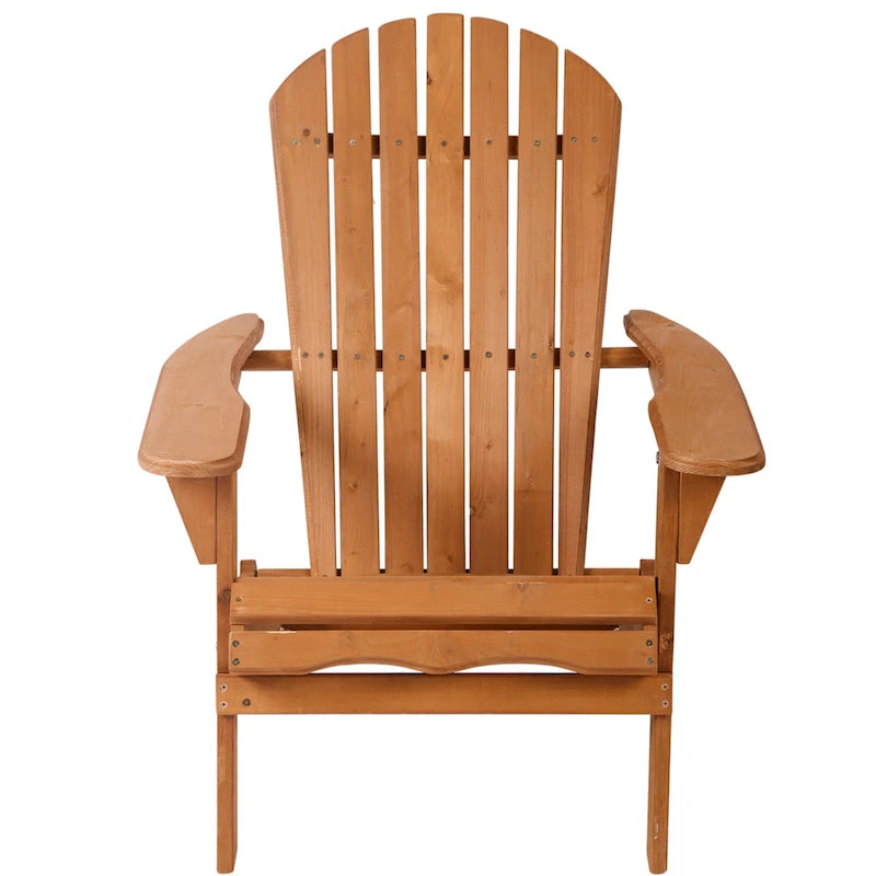 Chaise Adirondack pliante en bois massif naturel Wesley avec siège à lattes