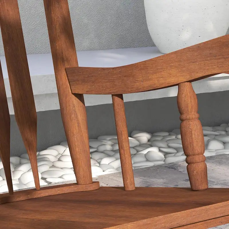 Fauteuil à bascule extérieur en bois, bascule de porche de 158 kg avec dossier haut