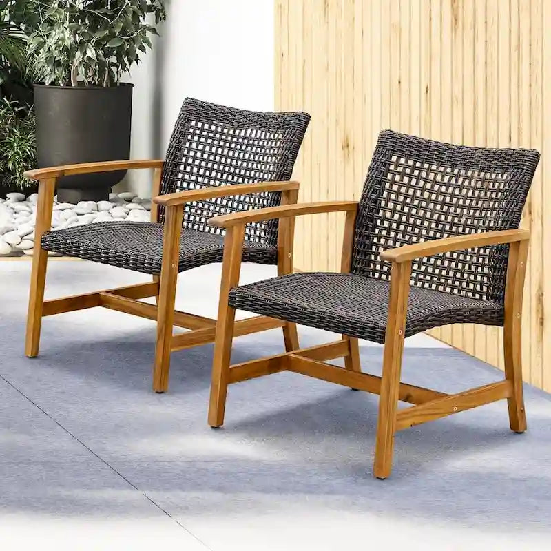 Liberte Capacity Acacia Outdoor Chairs Teak Finish Wood