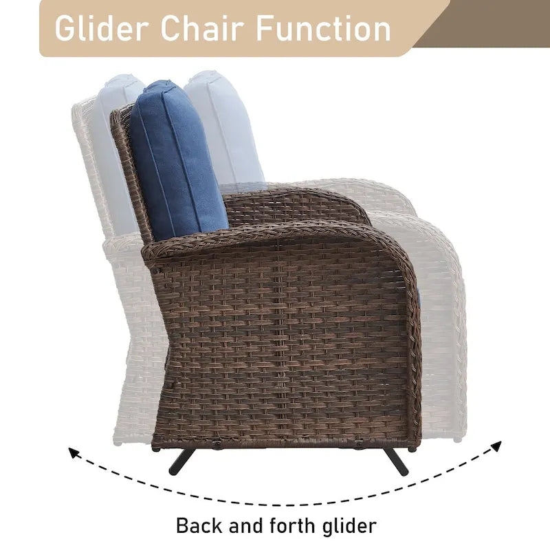 Ensembles de balancelle de patio 7 pièces avec chaise pivotante - Marron