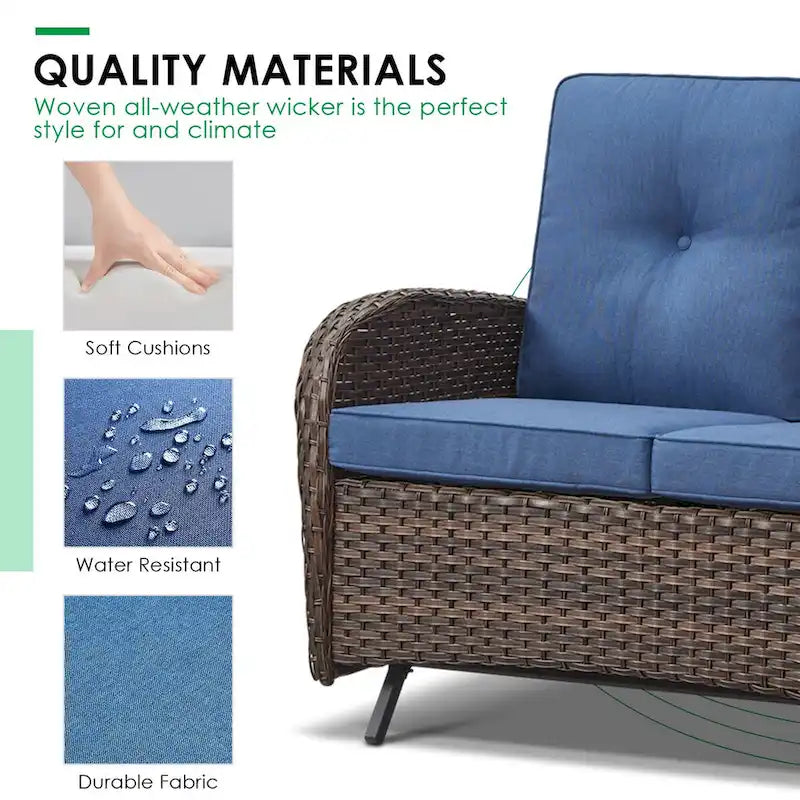 Ensembles de balancelle de patio 7 pièces avec chaise pivotante - Marron