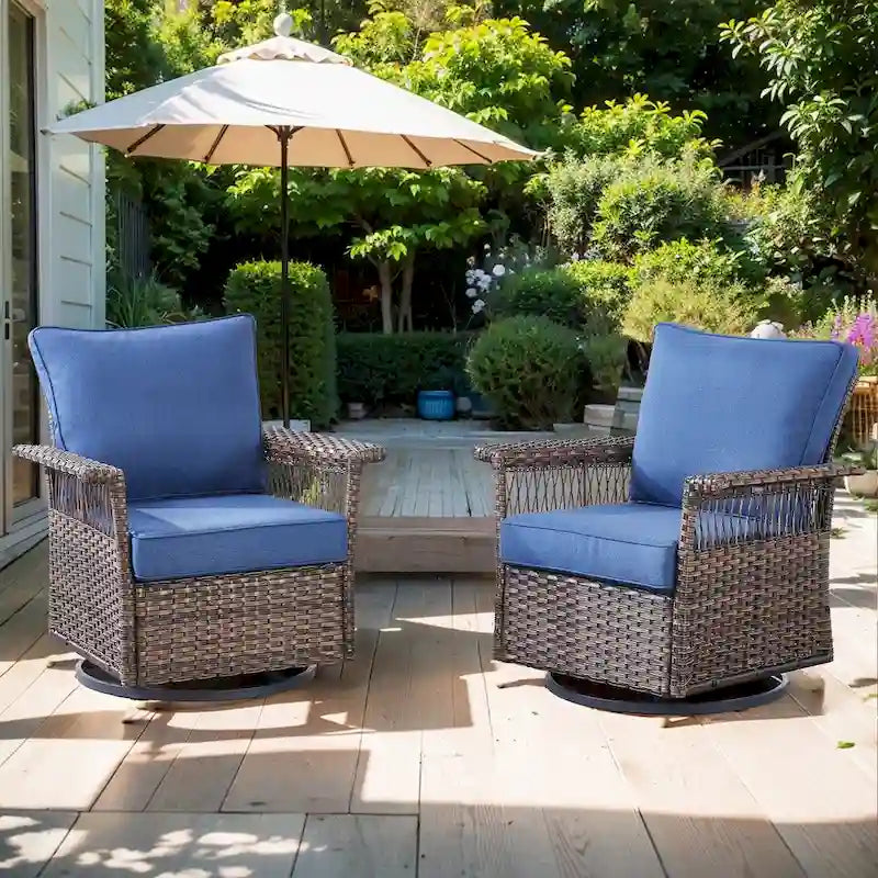 Fauteuils de patio à bascule et pivotants - Lot de 2 - Marron