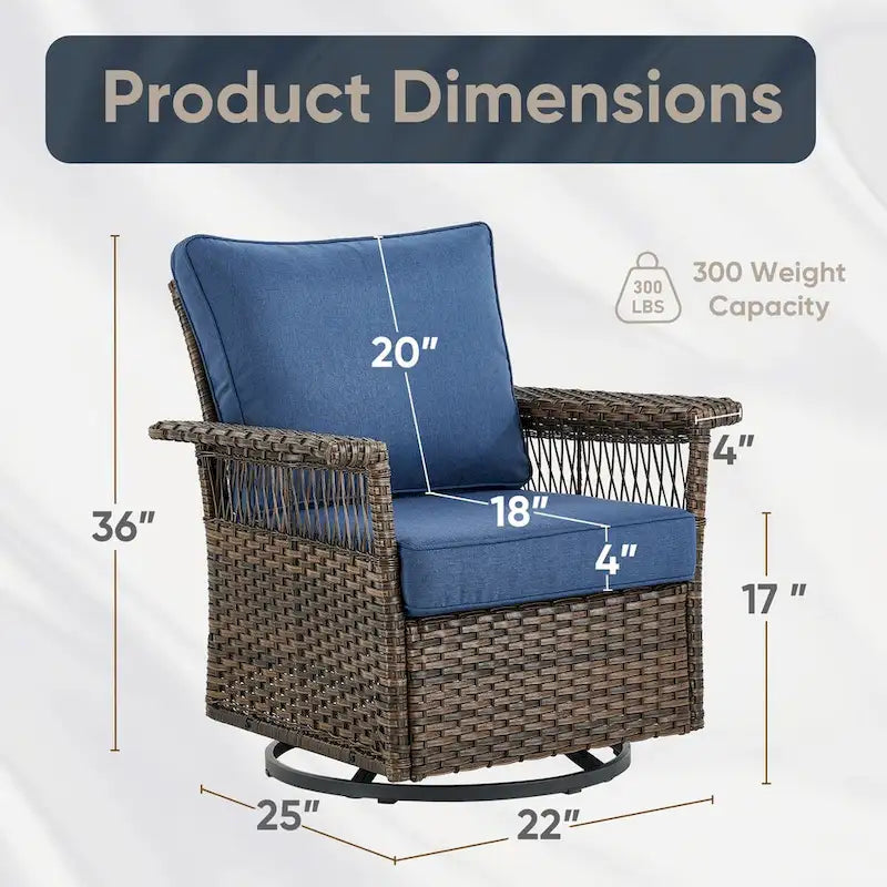Fauteuils de patio à bascule et pivotants - Lot de 2 - Marron