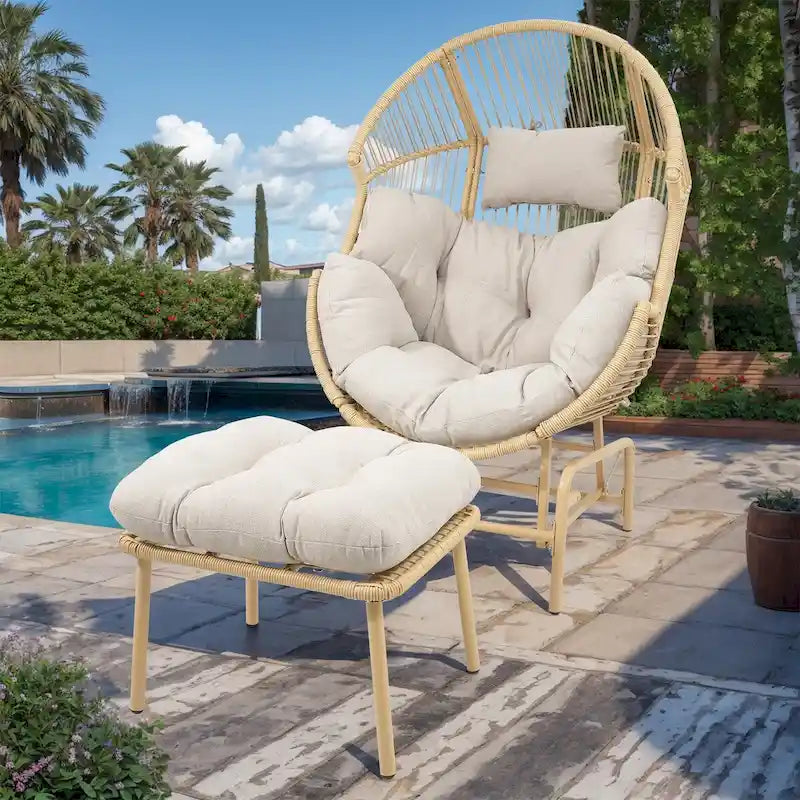 Chaise œuf à bascule de patio avec repose-pieds - Jaune