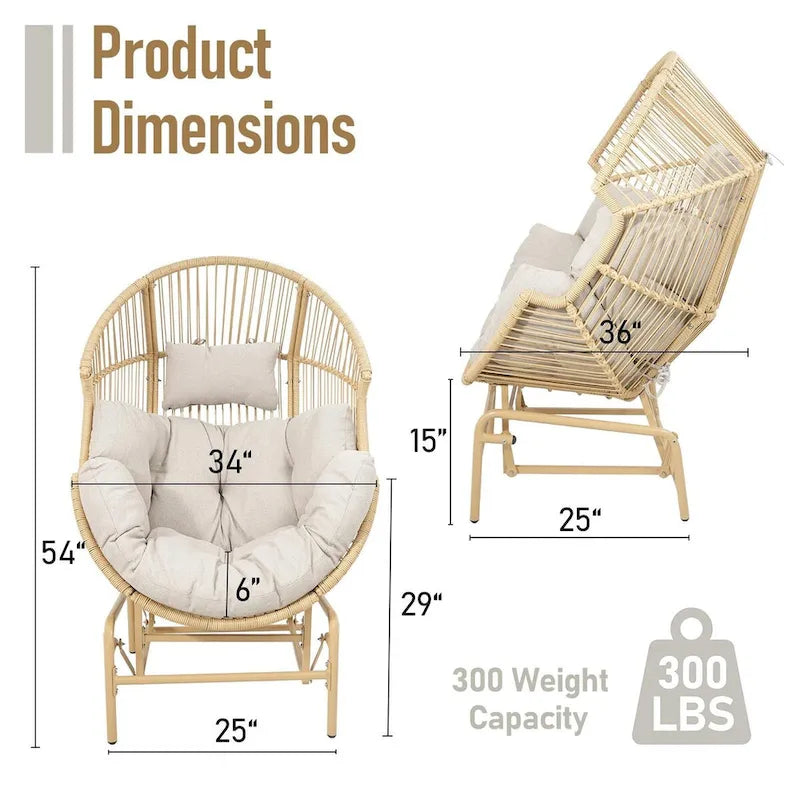 Chaise œuf à bascule de patio avec repose-pieds - Jaune