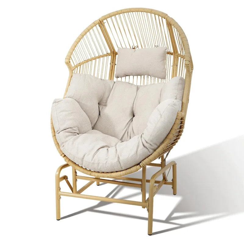 Chaise œuf à bascule de patio avec repose-pieds - Jaune