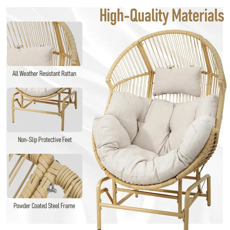 Chaise œuf à bascule de patio avec repose-pieds - Jaune