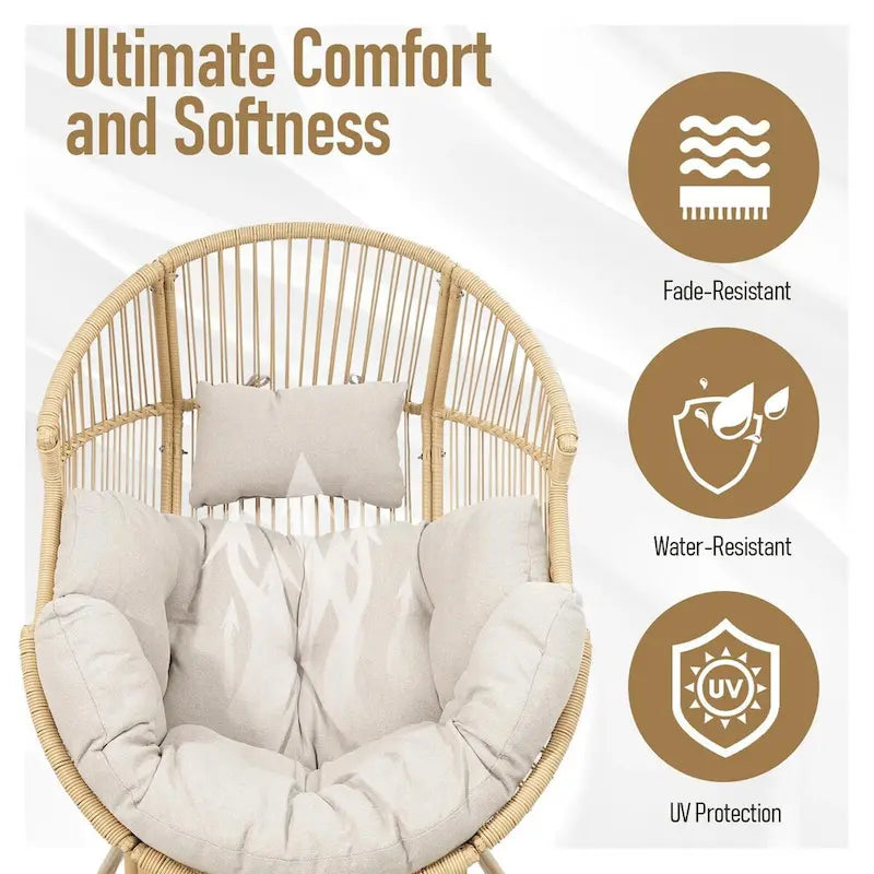 Chaise œuf à bascule de patio avec repose-pieds - Jaune