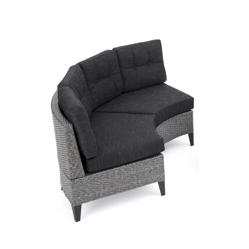 Fauteuil individuel courbé en osier d'extérieur Navagio (lot de 2) avec coussins de Christopher Knight Home