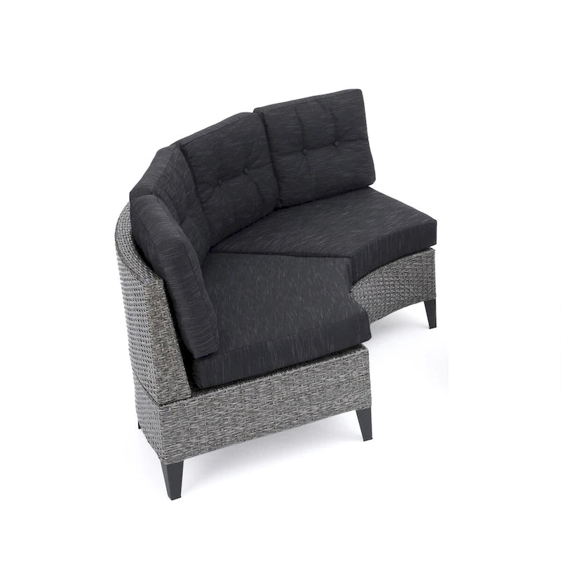 Fauteuil individuel courbé en osier d'extérieur Navagio (lot de 2) avec coussins de Christopher Knight Home