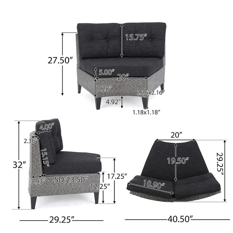 Fauteuil individuel courbé en osier d'extérieur Navagio (lot de 2) avec coussins de Christopher Knight Home