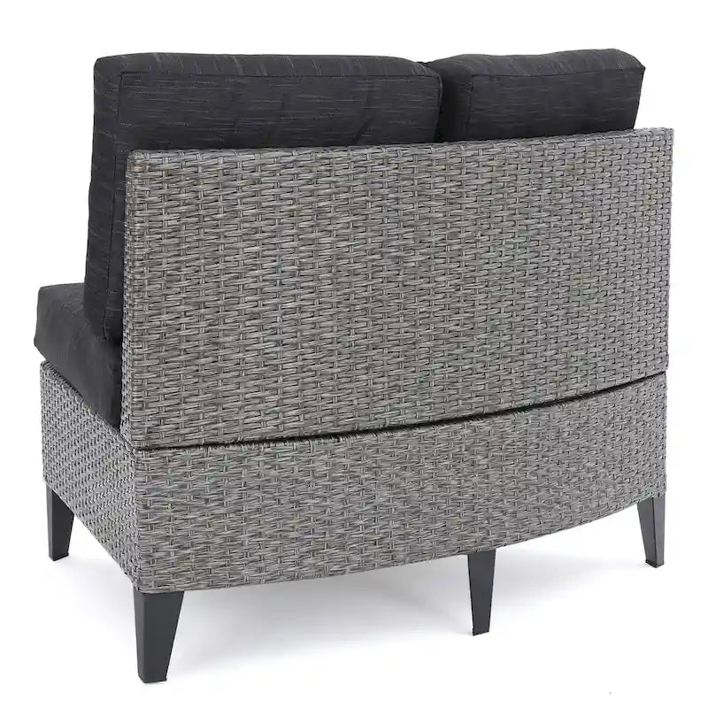 Fauteuil individuel courbé en osier d'extérieur Navagio (lot de 2) avec coussins de Christopher Knight Home