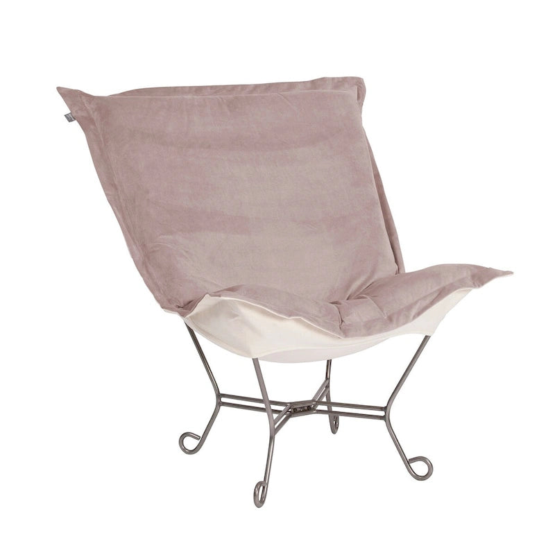 Fauteuil Allan Andrews Scroll Puff avec cadre en titane, Collection Bella