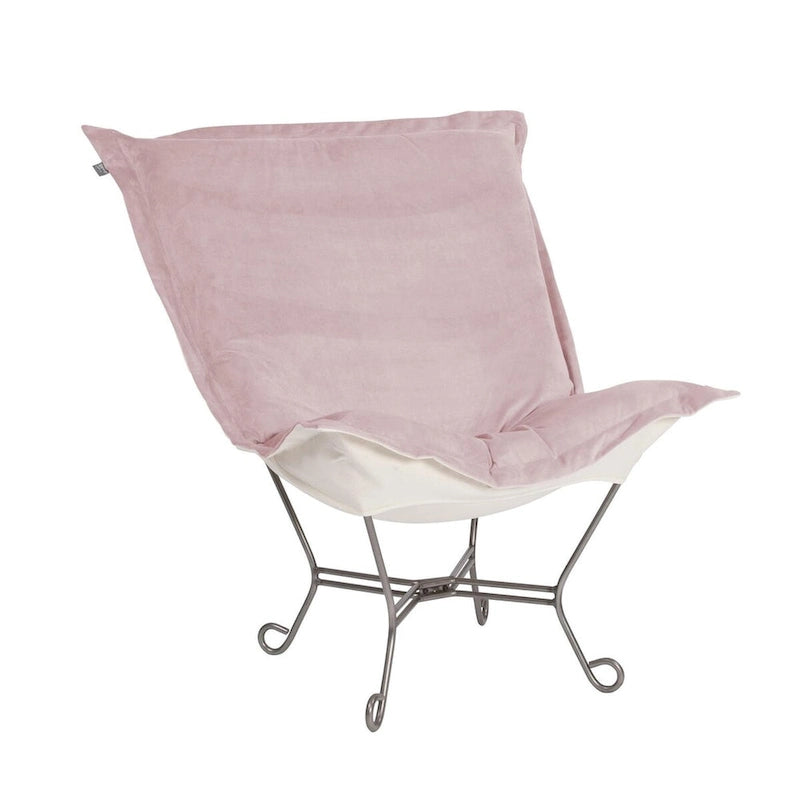 Fauteuil Allan Andrews Scroll Puff avec cadre en titane, Collection Bella