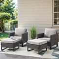 4 poufs de chaise de patio extérieur en osier - Marron