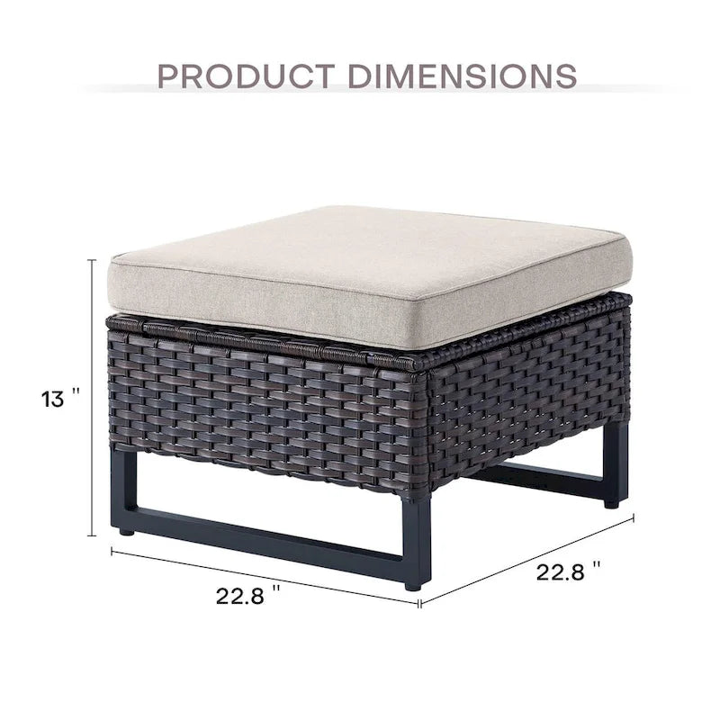 4 poufs de chaise de patio extérieur en osier - Marron