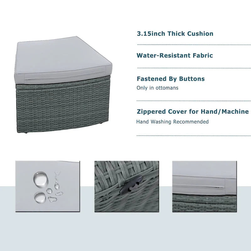 Ensemble de canapés de jardin en rotin (10 pièces)